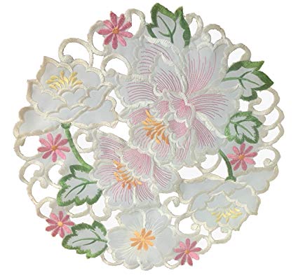 EcoSol Designs Flowery Table Runner (15" Round, Spring Colors) 4-Pack