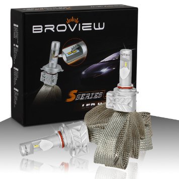 BROVIEW S5 9005/HB3 High Power LED Focused High Beam Headlight Conversion kit,LED Headlamp Projector Kit,8000 LM Bulb Kit - (2pcs/set)-2 Yr Warranty