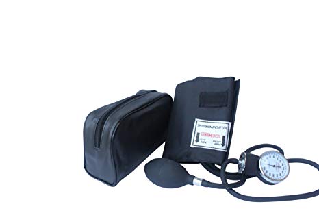 Santamedical Adult Deluxe Aneroid Sphygmomanometer with black cuff and Carrying case