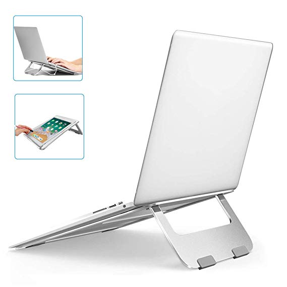 Laptop Stand, Aluminum Laptop/Tablet Mount Holder,Foldable Lightweight Ventilated Laptop Riser Stand,Desktop Cooling Desk Holder for 10~15.5'' Laptop MacBook/HP/Dell/Lenovo/Samsung/Acer （A-Silver）