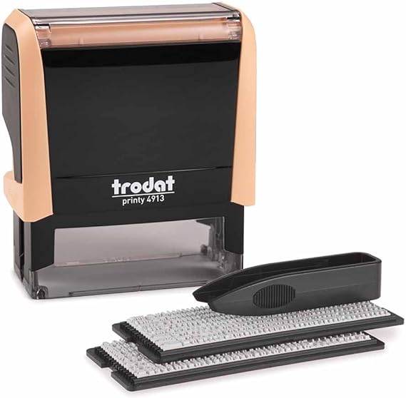 Trodat Printy 4913 Pastel Cream - Self-Inking Stamp for Setting Text, 5 Lines, Imprint Colour Black, 58 x 22 mm (4913_TypoP)