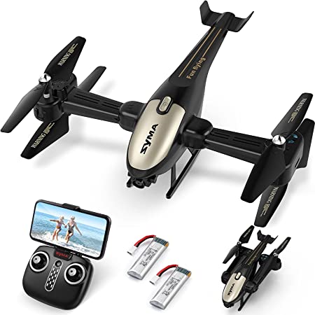 Helicopter with Camera, SYMA RC Helicopter Drone for Adult Kid Beginner, 2.4GHz Aircraft Indoor Flying Toy with 3.5 Channel,High&Low Speed,LED Light,1080P Camera,2 Battery for 24 Mins Play as A Gift