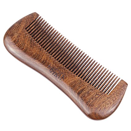 Handmade Beard and Hair Wood Comb - Black Sandalwood Fine Teeth brush with Carved Pattern and Gift Box for Beard, Hair and Mustache