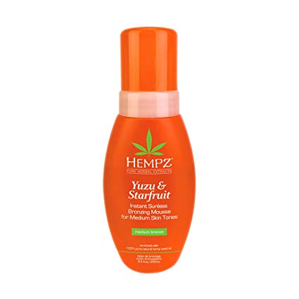 Hempz Yuzu and Starfruit Instant Sunless Bronzing Mousse, Medium Skin tones, 8.5 Ounce