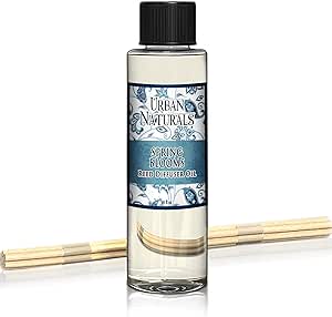 Urban Naturals Spring Blooms Scented Oil Reed Diffuser Refill | Free Set of Reed Sticks! Bulgarian Rose, Egyptian Jasmine, Blue Orchid, Lily of The Valley, Amber