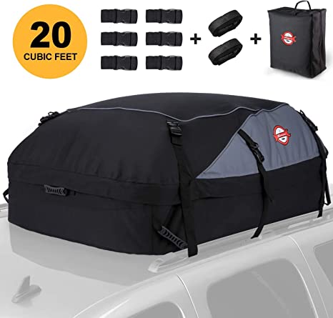 Dachbox, 580L Faltbare Auto Dachkoffer Gepäckbox Wasserdicht Tragbar Dachboxen Dachgepäckträger Tasche für Reisen und Gepäcktransport, 20 Kubikfuß, Schwarz