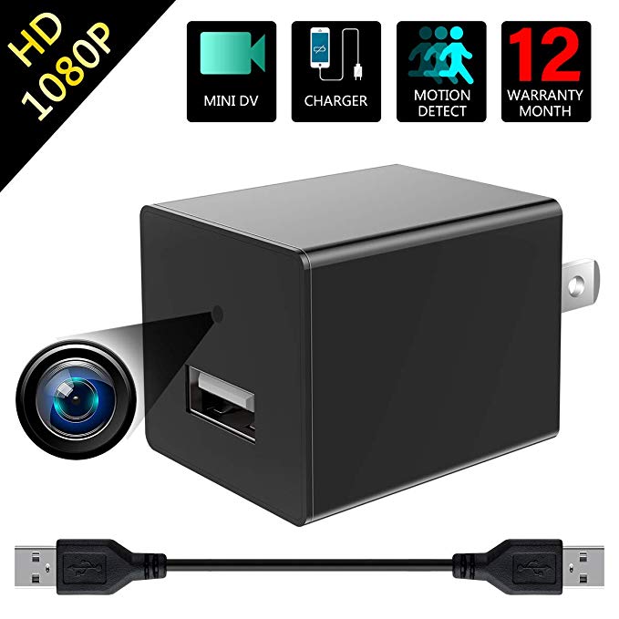 Mini Camera 1080P HD Security Cameras USB Charger Camera Recoder Has Motion Detection and Loop Recording for Use in Security Surveillance of Your Home and Office