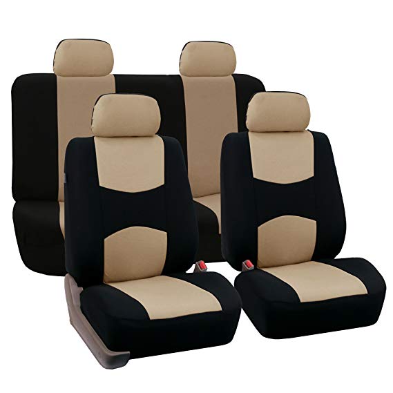 FH GROUP FH-FB038114 Stylish Cloth Full Set Car Seat Covers- Fit Most Car, Truck, Suv, or Van