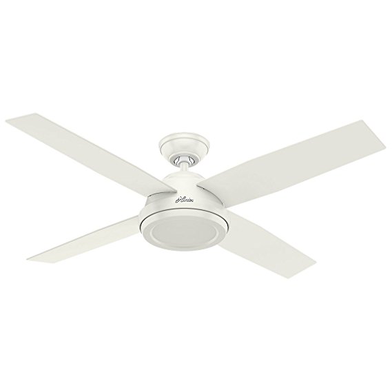 Hunter 59250 Contemporary Dempsey Fresh White Ceiling Fan With Remote, 52-Inch