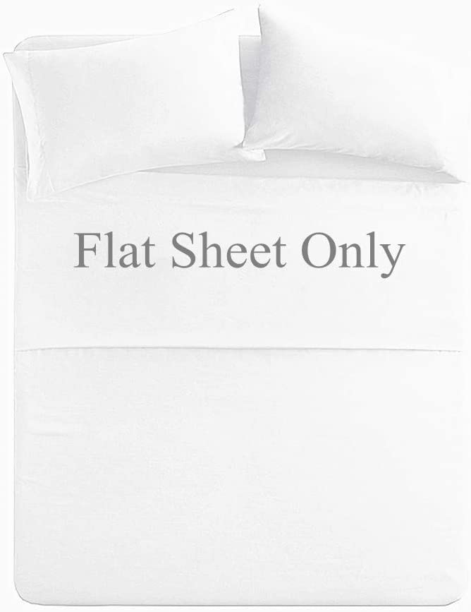 Full Size Flat Sheet Only - 300 Thread Count 100% Egyptian Cotton Quality - Hotel Collection Luxury Flat Sheet White Sold Separately - White