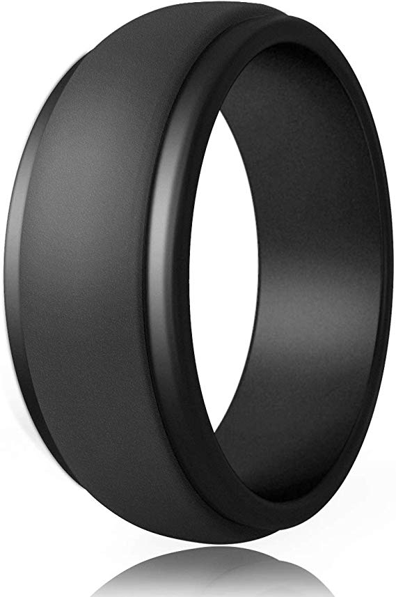 POPCHOSE Silicone Wedding Ring for Men, Mens Silicone Rubber Wedding Bands, Thin Breathable Silicone Ring Size 7 8 9 10 11 12 13, 1 Pack