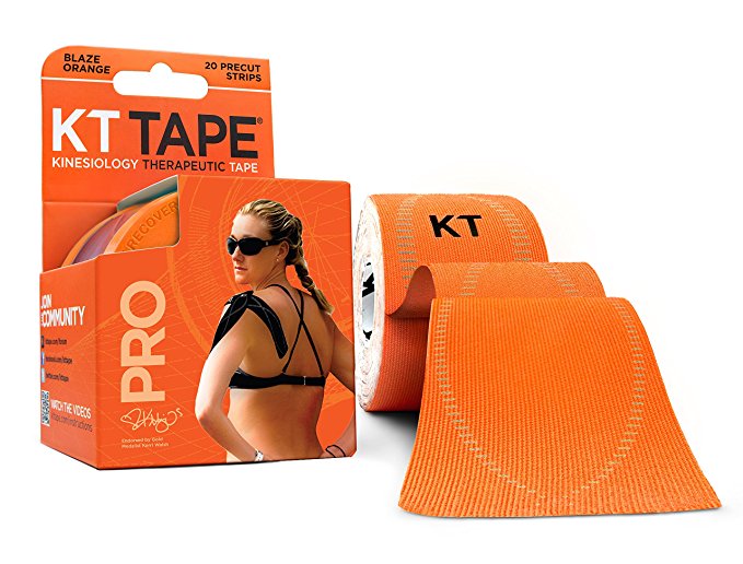 KT Tape Pro Kinesiology Therapeutic Sports Tape, 20 Precut 10 inch Strips, Blaze Orange, Latex Free, Water Resistance, Pro & Olympic Choice