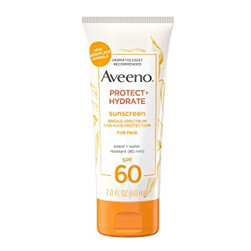 Aveeno Protect   Hydrate Moisturizing Face Sunscreen Lotion With Broad Spectrum Spf 60 & Prebiotic Oat, Weightless & Refreshing Feel, Paraben-free, Oil-free, Oxybenzone-free, 2.0 ounces