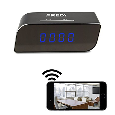 FREDI 1280x720P HD WiFi Clock Camera Wireless IP Hidden SPY Camera Video Recorder Indoor Motion Activated DV Camcorder Support IOS iPhone /Android Phone APP Remote View