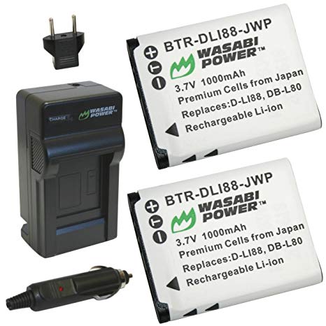 Wasabi Power Battery (2-Pack) and Charger for Sanyo DB-L80, DB-L80AU, VPC-CA100, VPC-CA102, VPC-CG10, VPC-CG100, VPC-CG102, VPC-CG20, VPC-CG21, VPC-CS1, VPC-GH1, VPC-GH2, VPC-GH3, VPC-GH4, VPC-PD1, VPC-PD2