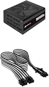 CORSAIR RM1000x Fully Modular ATX Power Supply   CORSAIR Premium 600W PCIe 5.0 / Gen 5 12VHPWR PSU Cable – Black/White