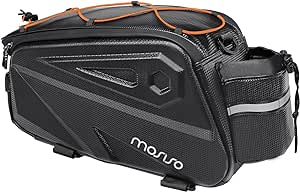 MOSISO Bike Rack Bag, Waterproof Bike Rear Rack bag Bicycle Trunk Bag, 14L EVA Mountain Bike Rear Seat Bag Bicycle Storage Saddle Shoulder Bag Cycling Luggage Bag with Shoulder Strap, Orange