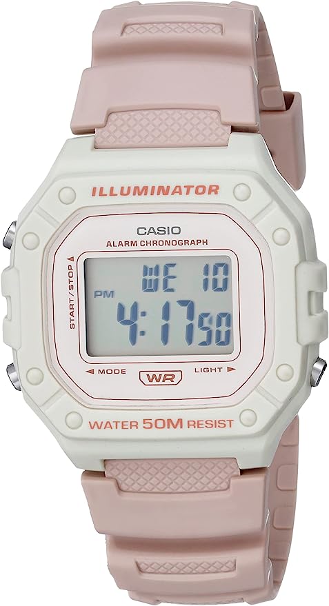 Casio Illuminator Alarm Chronograph Digital Sport Watch (Model W218HC-4A2V) (Light Pink)