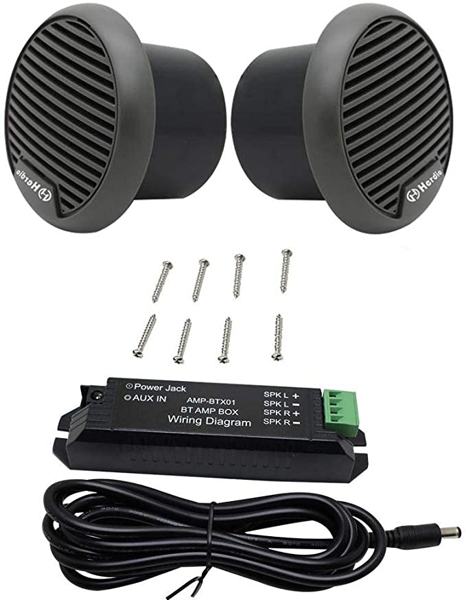 Herdio 3" inch Marine Boat Bluetooth Speakers Motorcycle Hot tub Stereo with Max Power 140 watt(A Pair) (Gray)