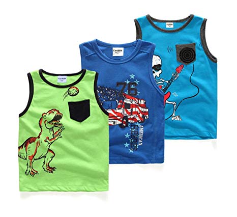 Coralup Little Boys Girls Unisex Tank Top Cami Shirts 3 Pack Tanks Set