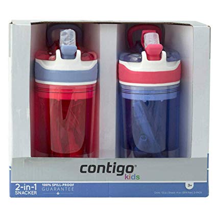 Contigo Kids 2 and 1 Snack Hero Kids Tumbler and Snack Cup- 13 oz - 2 pack - (Purple-Red)