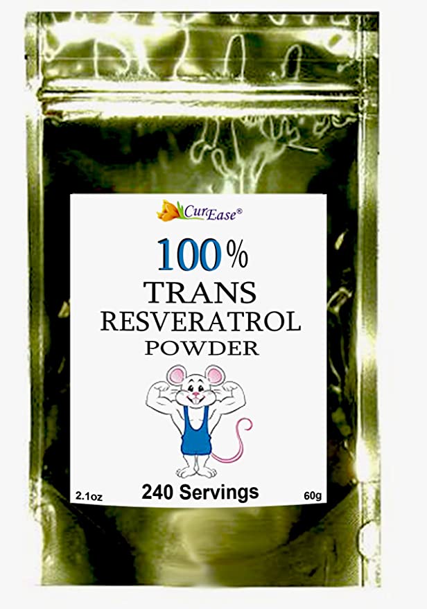 CurEase 100% Pure Trans Resveratrol Powder 240 Servings (60 Grams) 250mg Per Servings