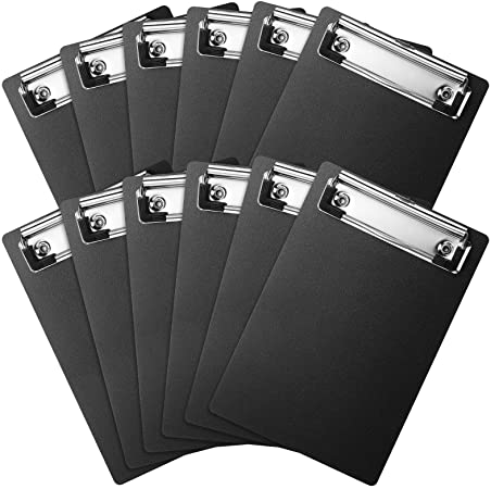 12 Pieces Mini Clipboard Low Profile Clip 7.1 x 4.7 Inches Small Clipboards Black Memo Pocket Clipboard A6 Clip Clipboard Plastic Office Supplies