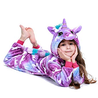 FuRobes Kids Unicorn Onesie Pajamas,One Piece Children Cosplay Animal Costume Halloween Sleepwear for Girls and Boys Gift