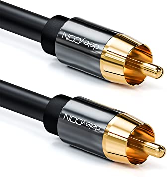 deleyCON 3.0m (9.84 ft.) Subwoofer Cable - Cinch RCA Digital Coaxial Cable - Gold-Plated Connectors - Audio Cables - Subwoofer AV Receiver Amplifier Home Cinema