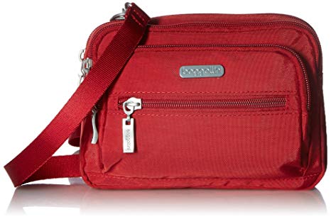 Baggallini Triple Zip Bag – Removable, Adjustable Strap can Switch from Crossbody Bag to Wallet Purse or Waist Pack