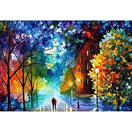 Easy DIY Paint by Number Sets with Brushes & Paints on Canvas Nature Landscape Paintworks Unique Christmas Gifts for Adults Beginners Romantic Street Lovers Walks In the Street 16x20 Inch Frameless