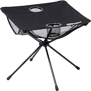 PORTAL Folding Camping Table, Ultralight Compact Aluminum Mesh Table with Carrying Bag, Small Beach Table Foldable Portable for Sand, Outdoor, Picnic, Camp, Boat, Travel (Black)