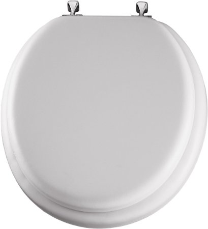 Mayfair 13CP 000 Soft Toilet Seat with Molded Wood Core and Chrome Hinges, Round, White