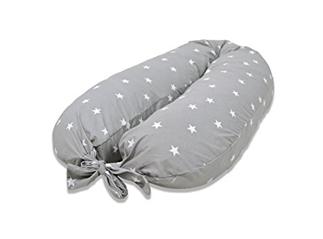 Cuddles Collection White Stars On Grey Maternity Pillow