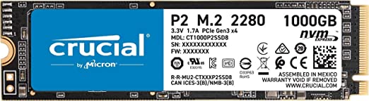 Crucial P2 1TB 3D NAND NVMe PCIe M.2 SSD Up to 2400MB/s - CT1000P2SSD8