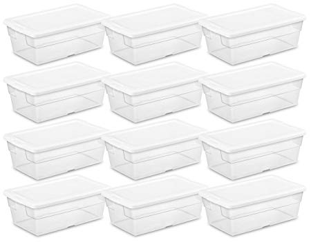 STERILITE 16428012 6 Quart/5.7 Liter Storage Box, White Lid with Clear Base