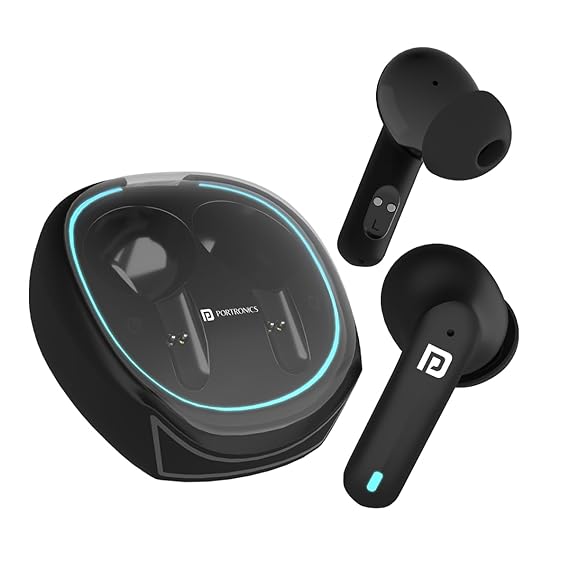 Portronics Harmonics Twins S11 in-Ear TWS Earbuds, Quad Mic, Auto ENC Calls, 30Hrs Playtime, Game/Music Mode, BT5.3v, 10mm Driver, Type C Fast Charging, Ipx4 Water Resistant(Black)