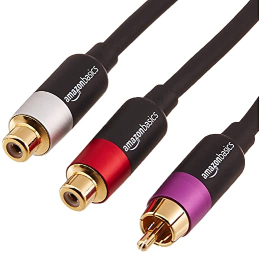 AmazonBasics 1-Male to 2-Female RCA Y-Adapter Splitter Cable - 12-Inch, 10-Pack