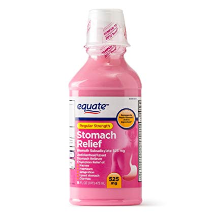 Equate - Stomach Relief, Regular Strength Pink Liquid 525 mg, 16 fl oz, Compare to Pepto-Bismol