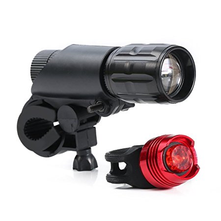 OUTOWIN Bicycle Headlight 500LM Adjustable Flashlight and Taillight Kit Ultra Bright Zoomable LED Bike Lights with Mini Return Signal Spot Light Waterproof Reflectors, Rear Light 3 Light Modes