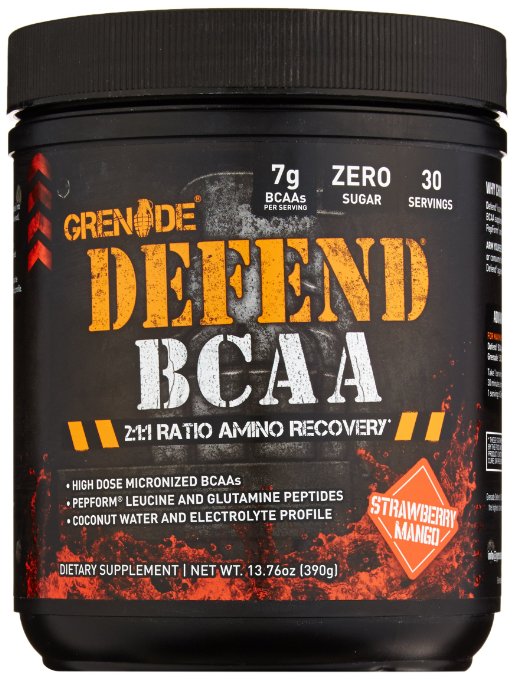 Grenade Defend BCAA & Amino Post Workout Recovery, Added Pepform Leucine and Coconut Water for Muscle Building and Optimal Hydration, Strawberry Mango, 390G