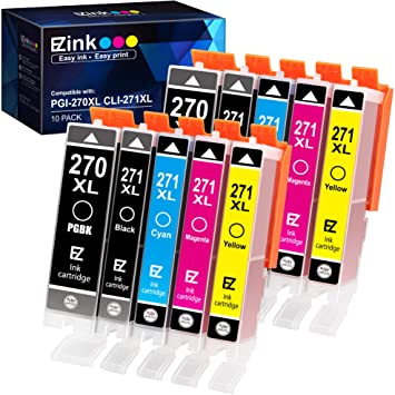 E-Z Ink (TM) Compatible Ink Cartridge Replacement for Canon 270XL 271XL PGI-270XL CLI-271XL to use with TS6020 TS9020 MG6820 MG6821 Printer (2 PGBK,2 Small Black,2 Cyan,2 Magenta,2 Yellow) 10 Pack