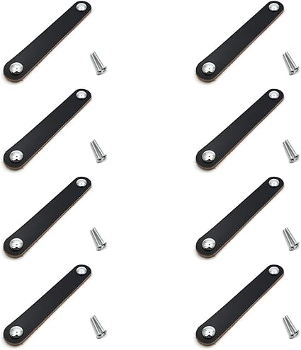 Leather Pull Handle,8-Pack, Drawer Pulls 5.7" Mounting Hole Distance Black Cabinet Pulls