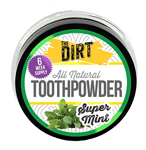 The Dirt All Natural Tooth Powder for Teeth Whitening, Super Mint, 6 Week Supply, 10g