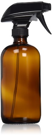 Sally's Organics Empty Amber Glass Spray Bottle - Large 16 Oz Refillable Container Is Great For Essential Oils, Cleaning Products, Homemade Cleaners, Aromatherapy, Organic Beauty Treatments Or Cooking In The Kitchen - Durable Black Trigger Sprayer W/ Mist And Stream Nozzle Settings