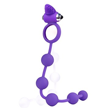 Tracy's Dog Double Penetration Anal Beads Cock Ring with Bullet Vibrator(Purple)