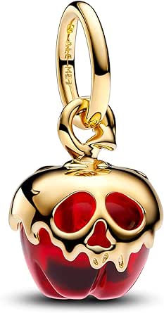 PANDORA Moments Disney Villains Evil Queen Apple Charm Pendant Made of Sterling Silver with Gold-Plated Metal Alloy, Compatible Moments Bracelets, 763421C01, one size, Sterling Silver, No Gemstone