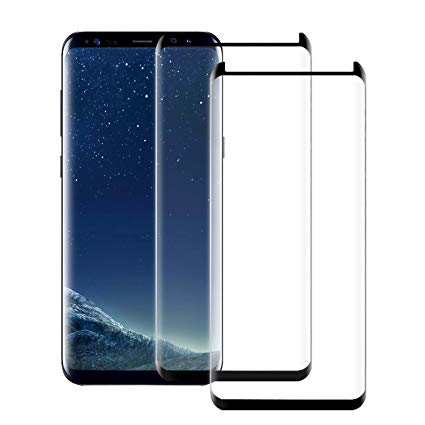 ONSON Galaxy S8 Screen Protector, Samsung Galaxy S8 Tempered Glass 3D Screen Protector, 9H Hardness,Bubble Free, Anti-Fingerprint HD Screen Protector Film（2 Pack）