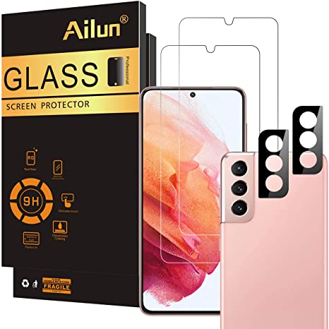 Ailun Glass Screen Protector for Galaxy S21 5G [6.2 inch] 2Pack   2Pack Camera Lens Tempered Glass Fingerprint Unlock Compatible 0.33mm Ultra Clear Anti-Scratch Case Friendly [Not for Galaxy S21 Plus]