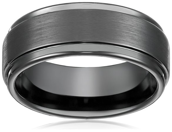 8mm Black High Polish Tungsten Carbide Men's Wedding Band Ring in Comfort Fit and Matte Finish Sizes 5 to 16